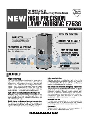 L2482 datasheet - 7.5A; 20V; high precision lamp housing E7536: for 150W xenon lamps and mercury-xenon lamps