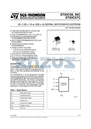 ST93C57B3 datasheet - 2K (128 x 16 or 256 x 8) microwire serial EEPROM, 3 to 5.5V