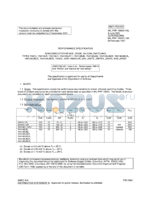 JANTX1N4148UBCA datasheet - Rectifier diode, 100V