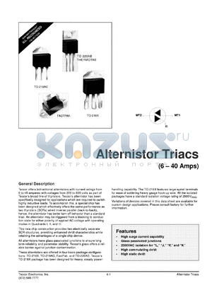 Q7015LH6 datasheet - Alternistor triac, 15A, 700 Volt