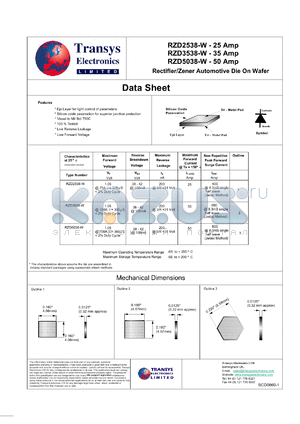 RZD3538-W datasheet - 35 A, rectifier/zener automotive die on wafer