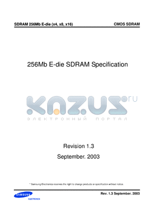 K4S561632E-TCL60 datasheet - 16M x 16 SDRAM, LVTTL, 166MHz