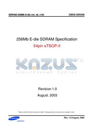 K4S561632E-NC60 datasheet - 16M x 16 SDRAM, LVTTL, 166MHz