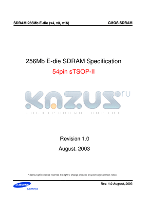 K4S561632E-NCL60 datasheet - 16M x 16 SDRAM, LVTTL, 166MHz