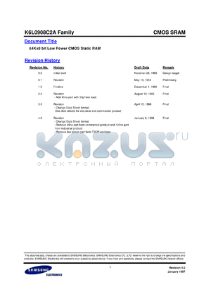 K6L0908C2A-TB70 datasheet - 64K x 8 bit CMOS static RAM, 70ns, low low power