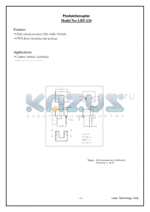 LBT-134 datasheet - Photointerrupter.