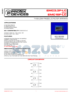 EMC12F-LC datasheet - 12V; 300W; TVS/low pass L/C filter array. For high-speed network, graphics/video cards, global positioning systems, wireless network