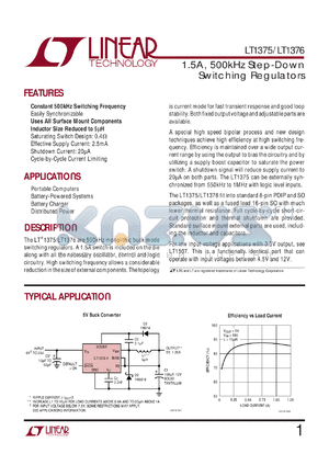 LT1375CN8-5 datasheet - 1.5A, 500kHz step-down switching regulators