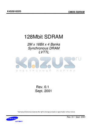 K4S281632D-TC55 datasheet - 128Mb SDRAM, 3.3V, LVTTL, 183MHz