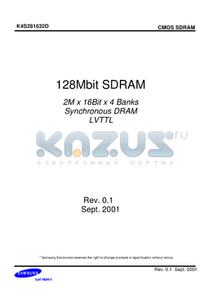 K4S281632D-TL1L datasheet - 128Mb SDRAM, 3.3V, LVTTL, 100MHz