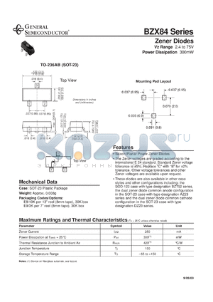 BZX84-Y36 datasheet - 300mW zener diode, 36V