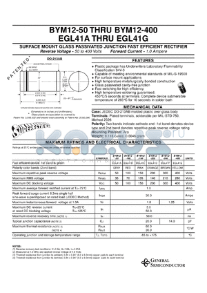 EGL41CTR datasheet - Surface mount glass passivated junction fast efficient rectifier, 150V