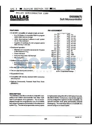 DS5000-32-8 datasheet - Soft microcontroller, 8-bit 8051 compatible, RAM=32K, 8MHz