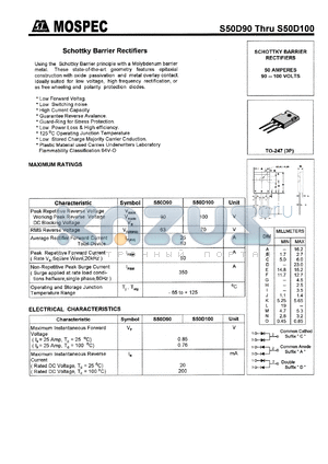 S50D100C datasheet - Schottky barrier rectifiers, 50A, 100V