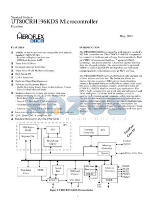 5962F0252302QXA datasheet - 16-bit microcontroller: SMD. Class Q, 20MHz. Lead finish solder. Total dose 3E5 rads(Si).