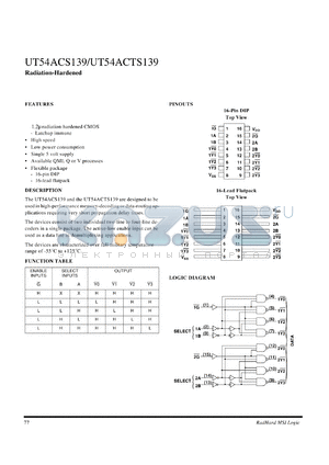 UT54ACS139 datasheet - Radiation-hardened.