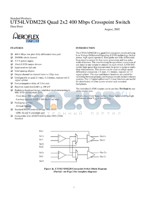 5962F0153701VXX datasheet - LVDS crosspoint switch:SMD. QML class V. Total dose 3E5 rad(Si). Lead finish factory option.