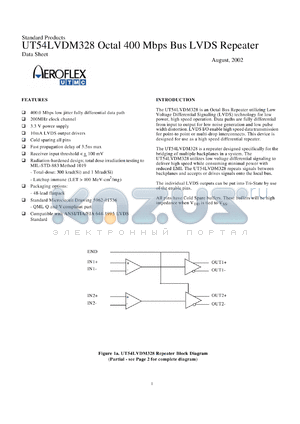 5962R0153601QYX datasheet - Octal 400 Mbps bus LVDS repeater:SMD. Total dose 1E5 rad(Si). QML class Q. Lead finish factory option.