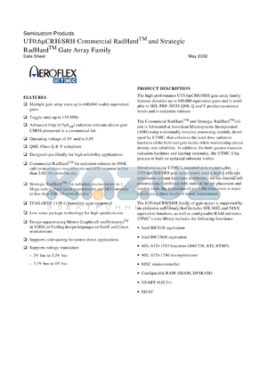 UT06MRA150 datasheet - UT0.6uCRH/SRH commercial RadHard and strategic RadHard gate array.