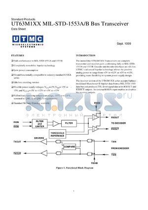 5962-8864406VYA datasheet - UT63M dual monolithic transceiver: SMD. Total dose none. +-12V, idle low. QML V. Lead finish solder.