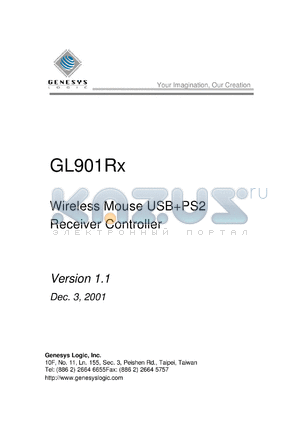 GL901RX datasheet - 3.3 V,  wireless mouse USB+PS2 receiver controller