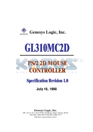 GL310MC2D datasheet - 4-6 V,  PS/2 2D mouse controller