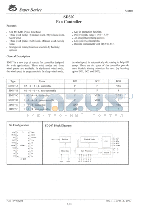 SD307-E datasheet - 4.5 V, fan controller