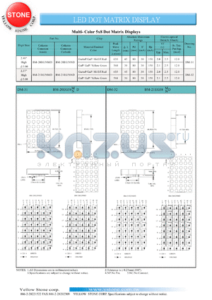 BM-21EG58ND datasheet - Yellow green/hi-eff red, cathode, multi-color 5x8 dot matrix display