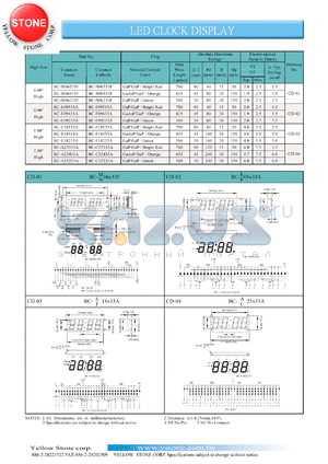 BC-A25433A datasheet - Orange , anode,  LED clock display