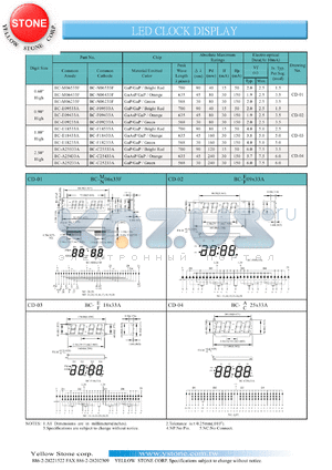 BC-E18433A datasheet - Orange , anode,  LED clock display