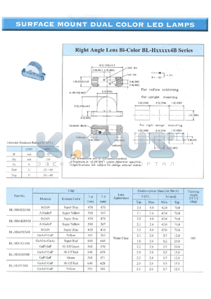 BL-HBAY034B datasheet - Super blue/yellow, 30 mA, surface mount dual color LED lamp