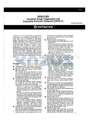 HD63185 datasheet - Document image compression and expansion processor enhanced