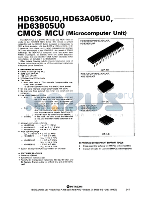 HD63A05U0P datasheet - 0.3-7 V, CMOS microcomputer unit
