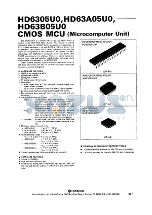 HD63B05U0P datasheet - 0.3-7 V, CMOS microcomputer unit