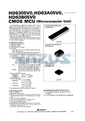 HD63A05V0F datasheet - 0.3-7 V, CMOS microcomputer unit