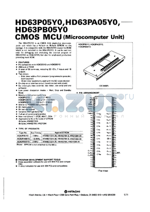 HD63PA05Y0 datasheet - 0.3-7 V,1.5 MHz, CMOS microcomputer unit