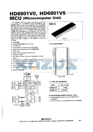 HD6801V5P datasheet - 0.3-7 V, 1.25 MHz, CMOS microcomputer unit