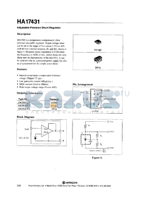 HA17431PS datasheet - 40 V, adjustable precision shunt regulator