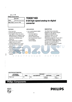 TDE8715D datasheet - 8-bit high-speed analog-to-digital converter