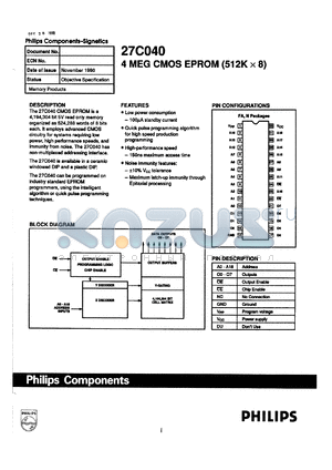 27C040-20FA datasheet - 7 V, 4 MEG CMOS EPROM (512x8)