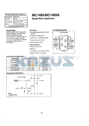 MC1489F datasheet - 10 V, quad line receiver