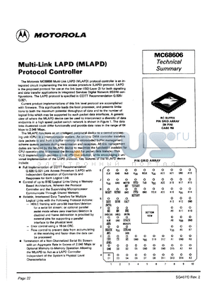MC68606RC datasheet - Multi-link LAPD (MLAPD) protocol controller.