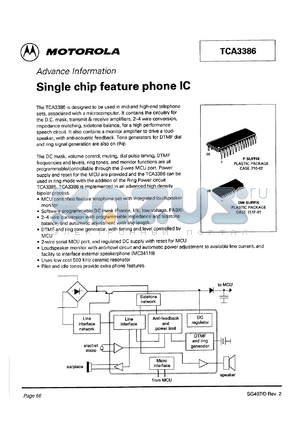 TCA3386DW datasheet - Single chip feature phone IC.