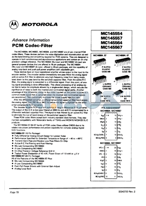 MC145557L datasheet - PCM codec/filter.