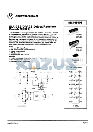MC145406L datasheet - EIA-232-D/V.28 driver/receiver.