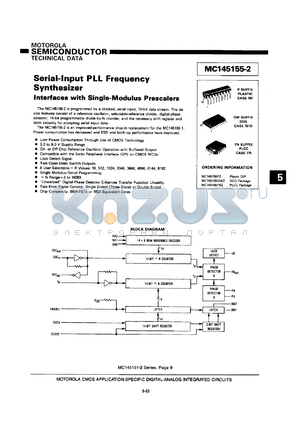 MC145155FN2 datasheet - Serial-input PLL frequency synthesizer.