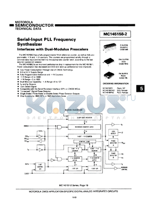 MC145158FN2 datasheet - Serial-input PLL frequency synthesizer.