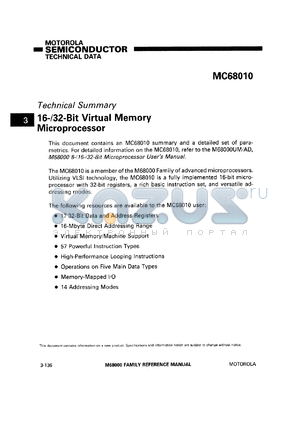 MC68010C datasheet - 16-/32-bit virtual memory microprocessor.