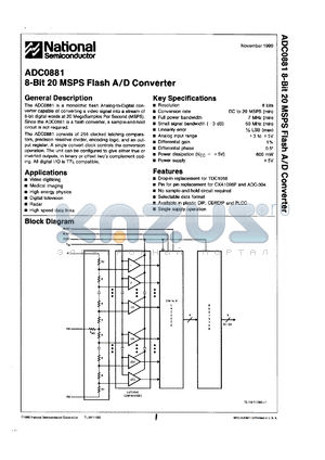 ADC0881CCV datasheet - 8-bit 20 MSPS flash A/D converter.