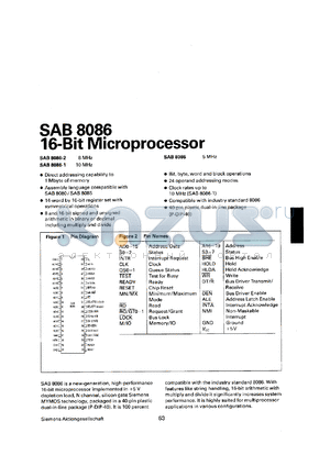 SAB8086-1-P datasheet - 16-bit microprocessor - 10 MHz.